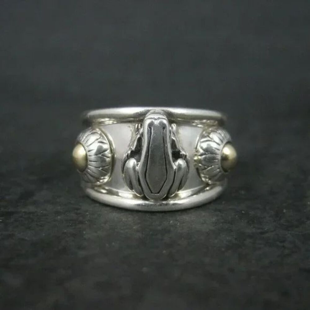 Barry Kieselstein CORD 14k Gold & Sterling Silver Frog Ring 2004 925 Size 6.5